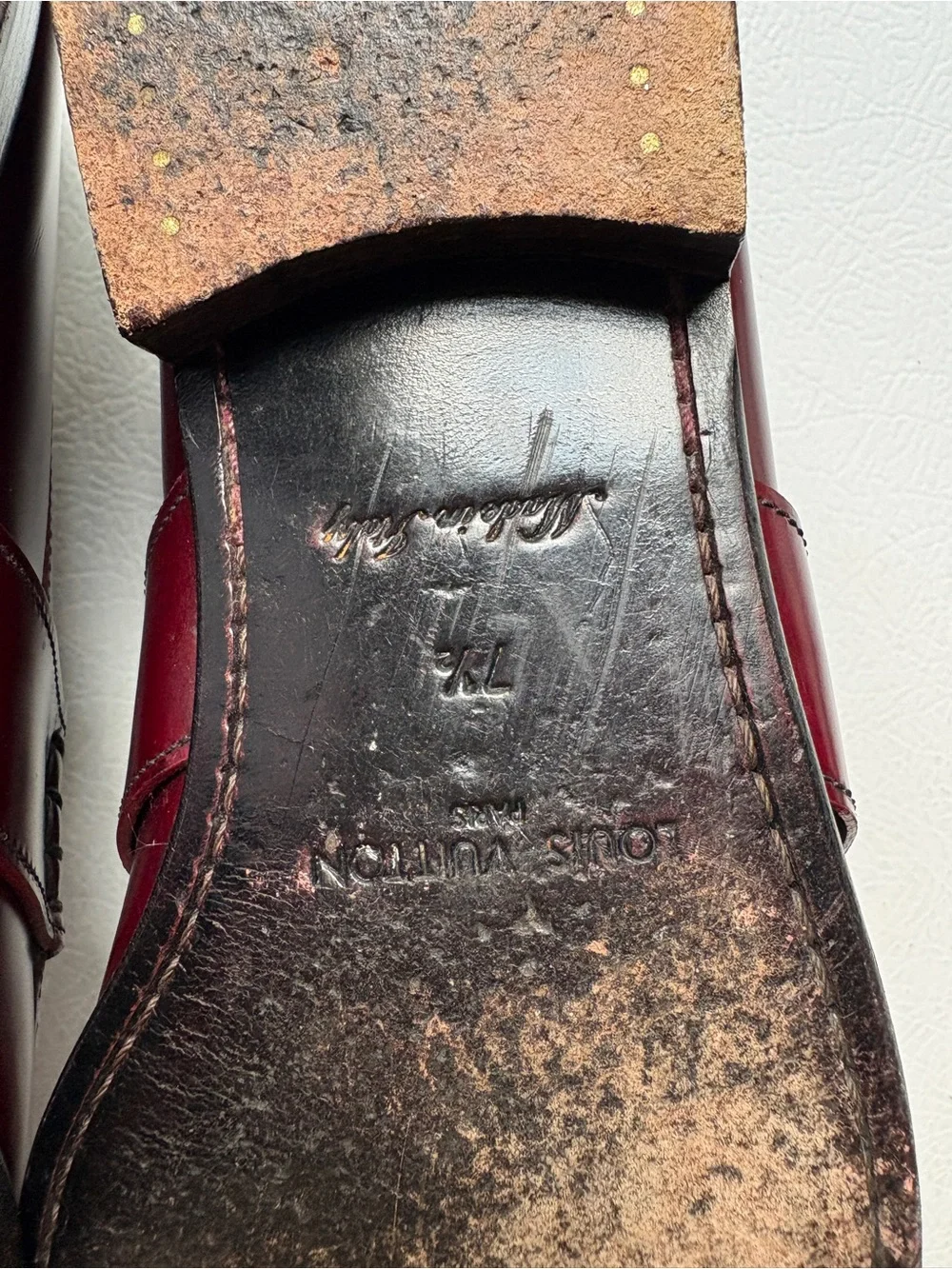 Louis Vuitton Men’s Burgundy Leather Penny Loafers